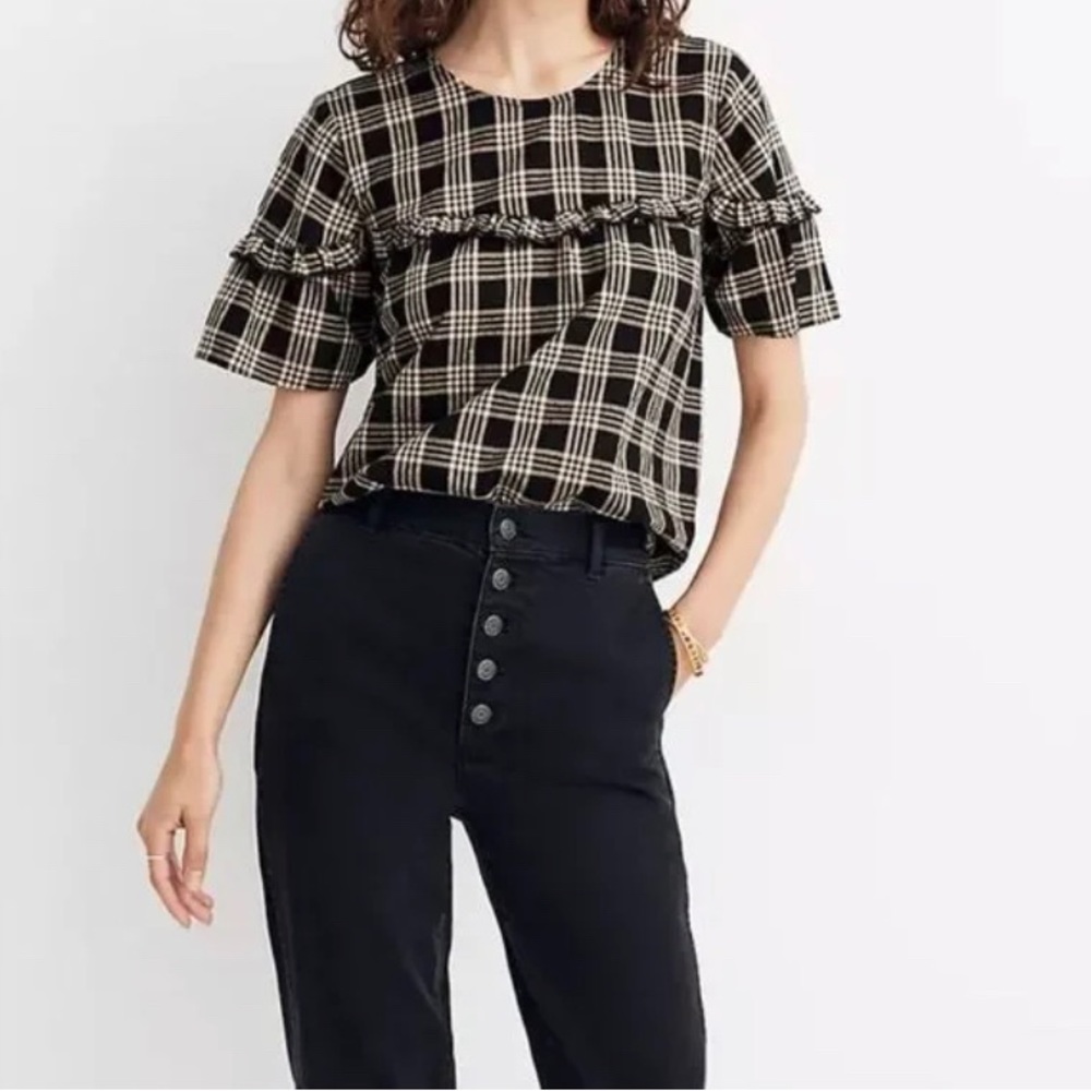 Madewell Plaid Ruffled Blouse